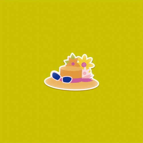 Sunbathing in Style Beach Hat Sticker